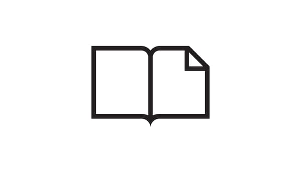 Symbol eines offenen Buches mit einer umgeblätterten Seite.