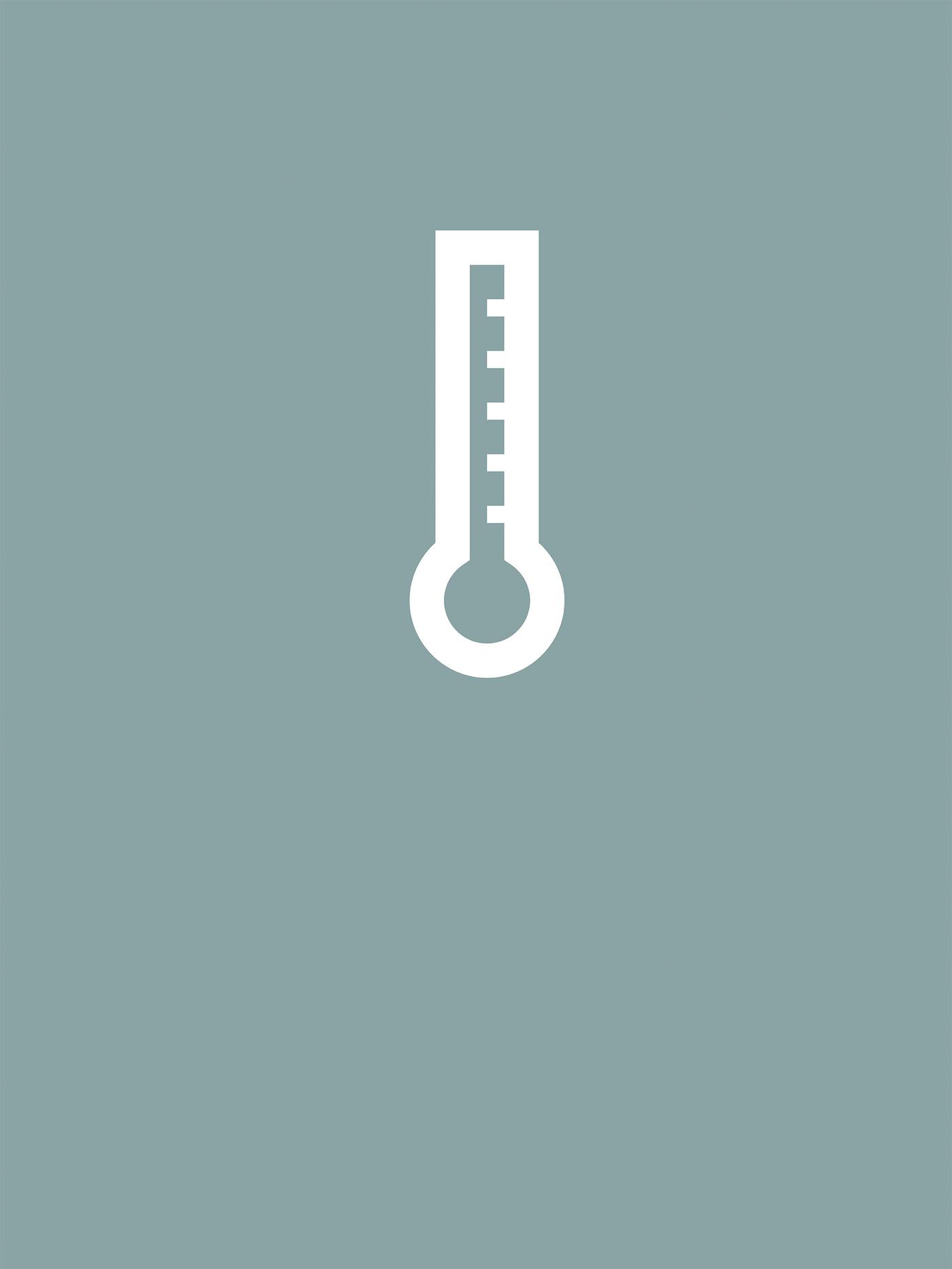 Temperature elements in a coloured background