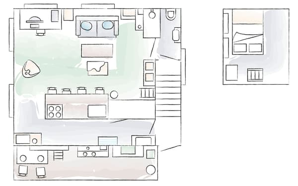 The floorplan of Kaoli’s tiny home in Tokyo.