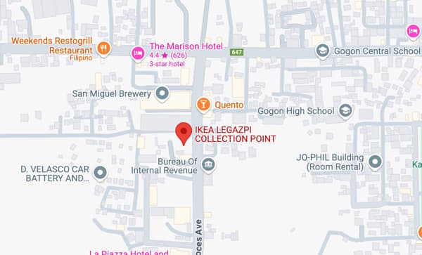 The IKEA collection point in Albay is located at Purok 3, Bgy, Imelda Roces Ave., Tahao Rd, 38 Gogon, Legazpi City, Albay.