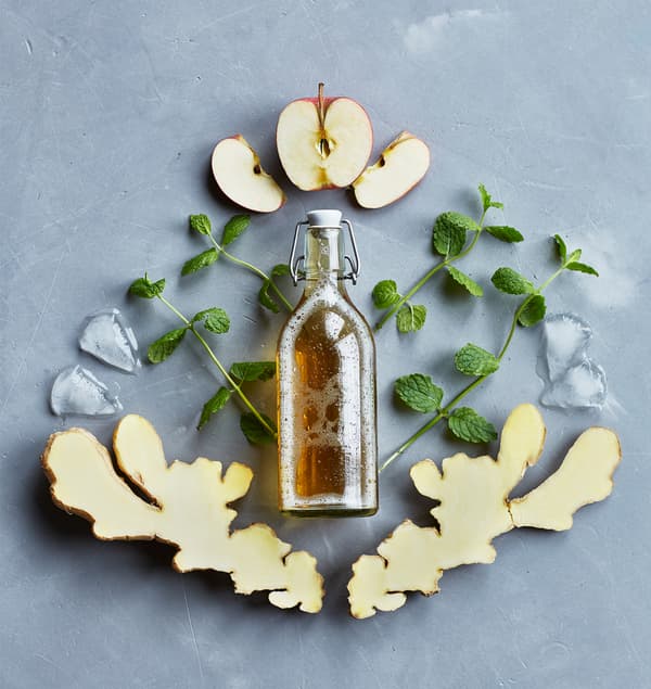 The ingredients for virgin Moscow mule are laid out in a graphic manner.