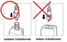 Transformers for indoor use only have a push-in connection