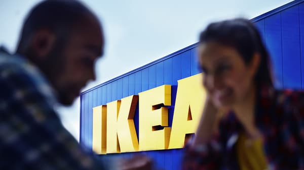 Two customers shopping in IKEA store