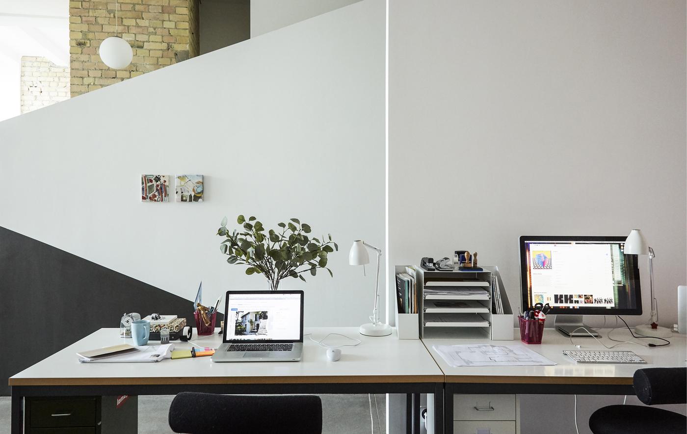 Two desks side by side.