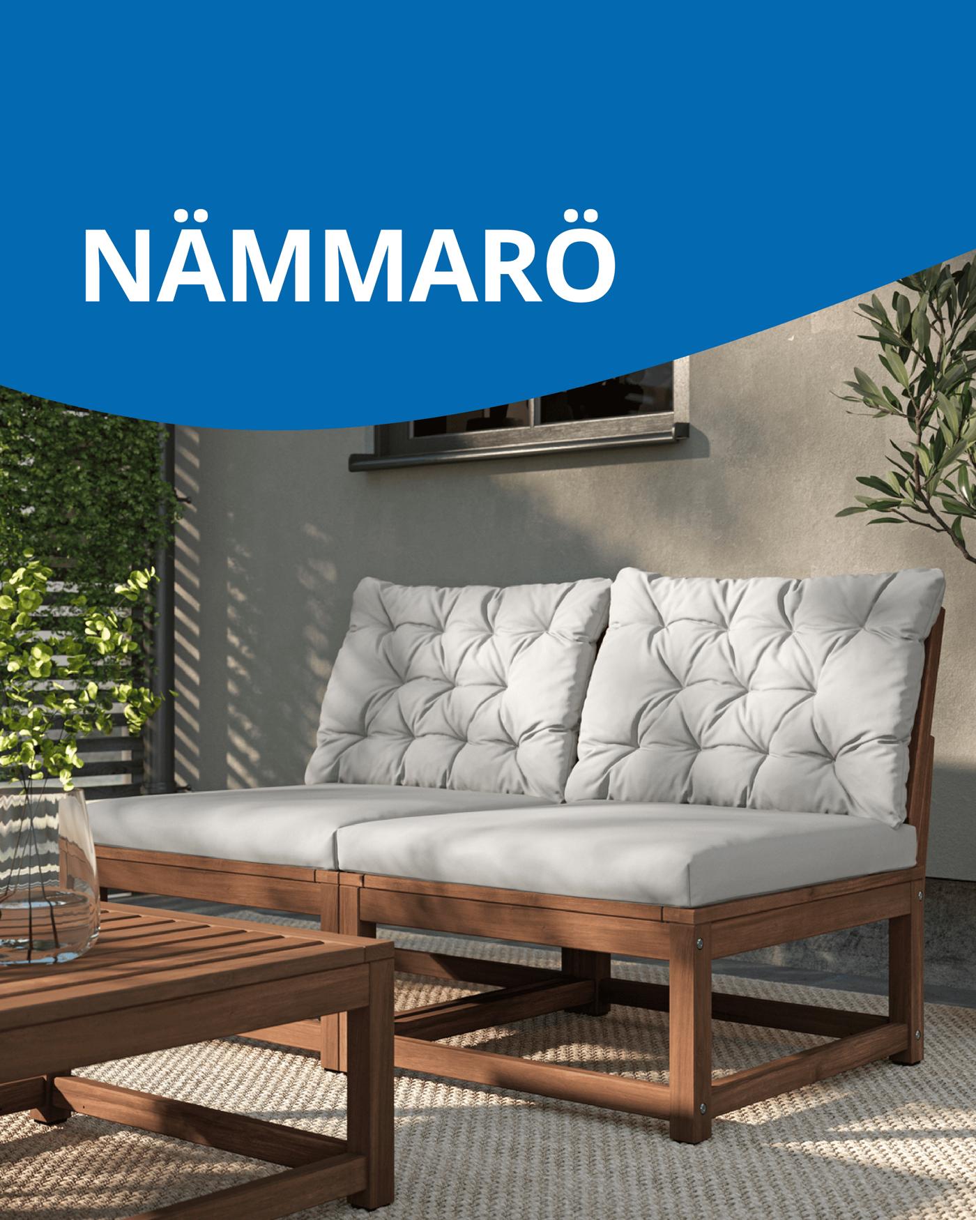 Un sofá de terraza de la Serie NÄMMARÖ.