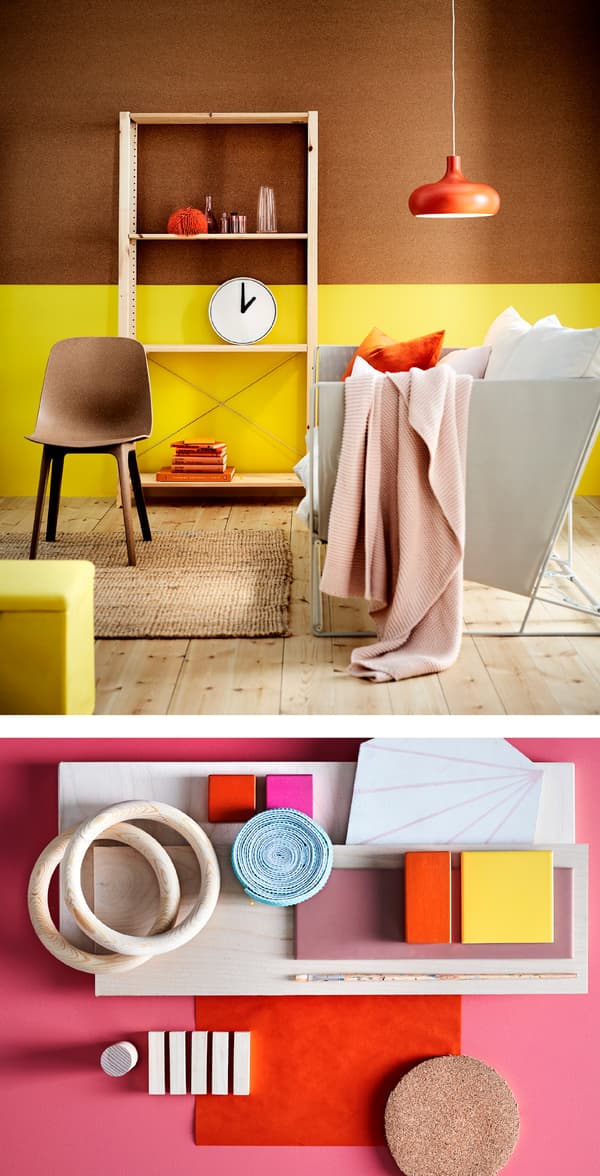 Update your living room with spring’s soft colours and modern furniture. Choose one-two bold brights, then mix and match with neutrals such as the IKEA sofa HAVSTEN in beige and dusty pastels such as the INGABRITTA throw in pale pink.