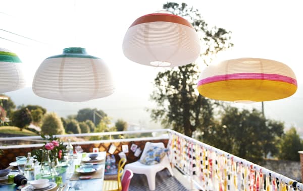 Use lanterns and fabric to create a party atmosphere