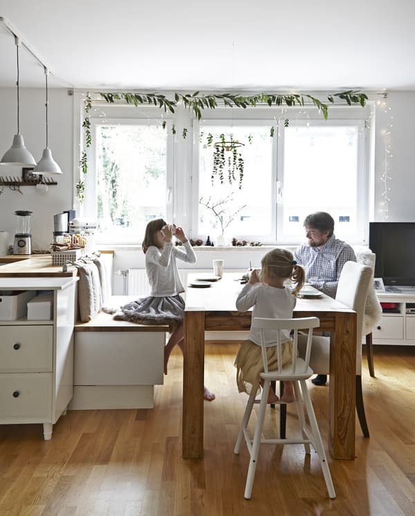 Use the kitchen table for different activities.