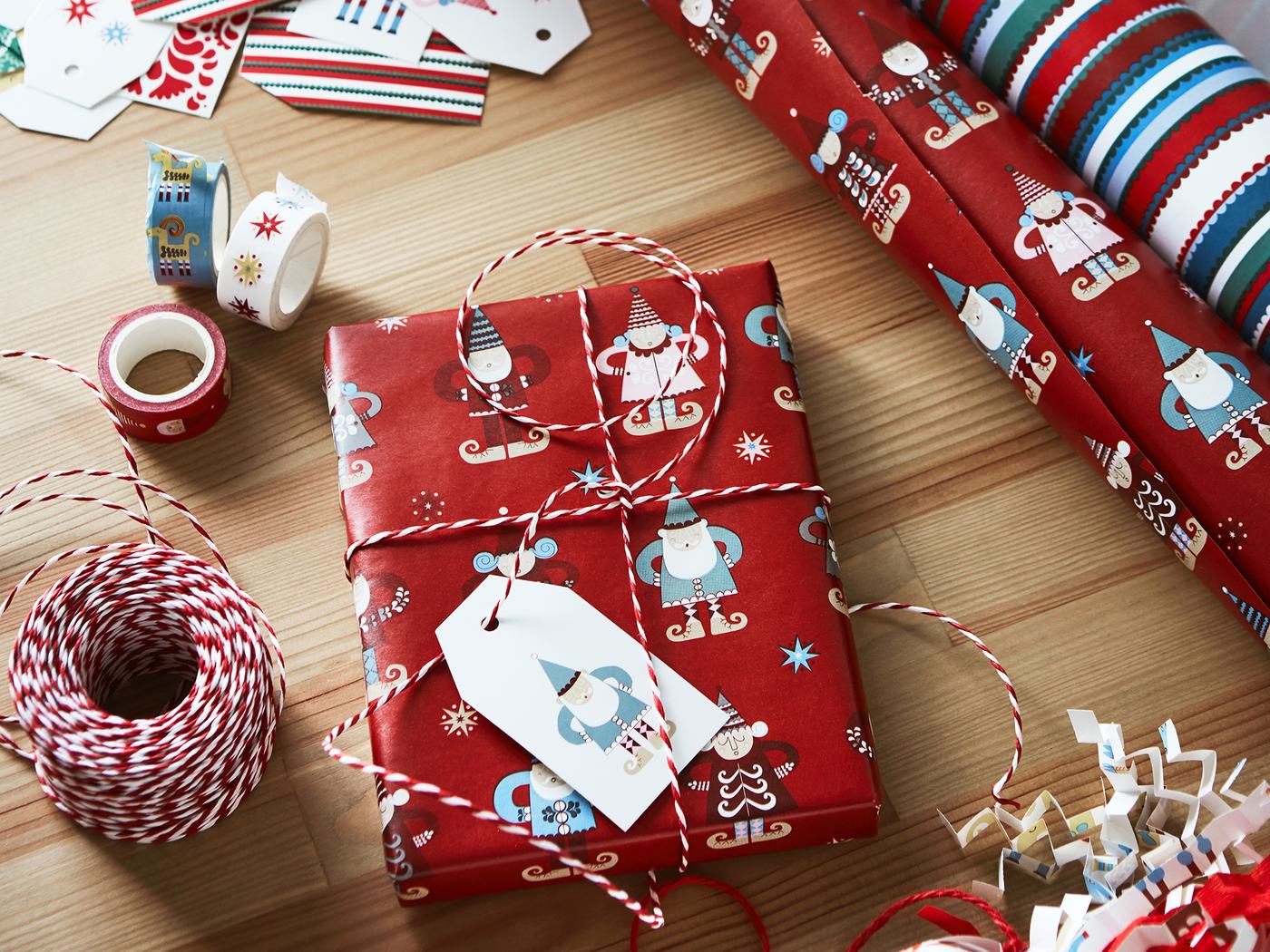 VINTERFINT gift wraps on a birch table.