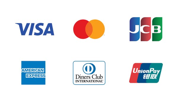 VISA、Mastercard、JCB、アメリカン・エキスプレス、ダイナースクラブ、銀聯のクレジットカードロゴ一覧