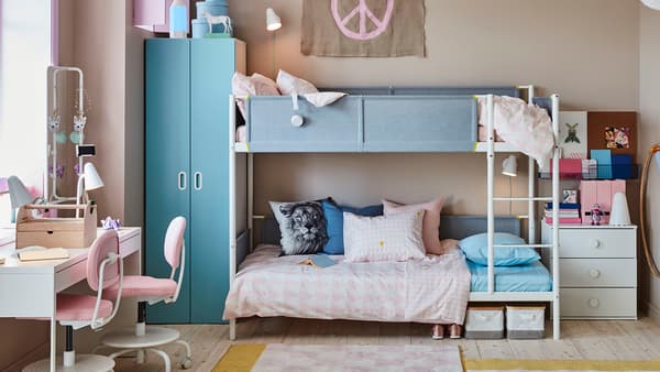 VITVAL bunk bed frame 90x200 cm white/light grey