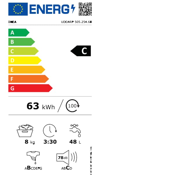 Washing machine energy efficiency rating label