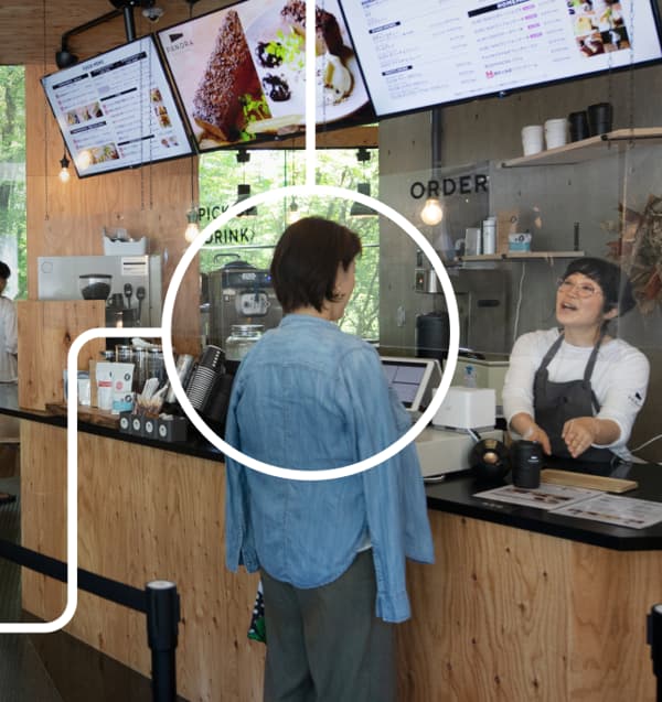 Woman buying in a coffe shop 