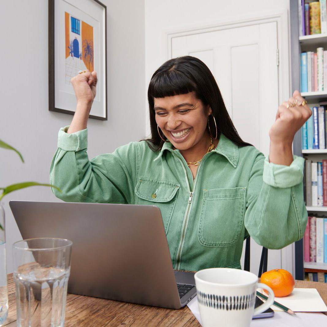Woman celebrating
