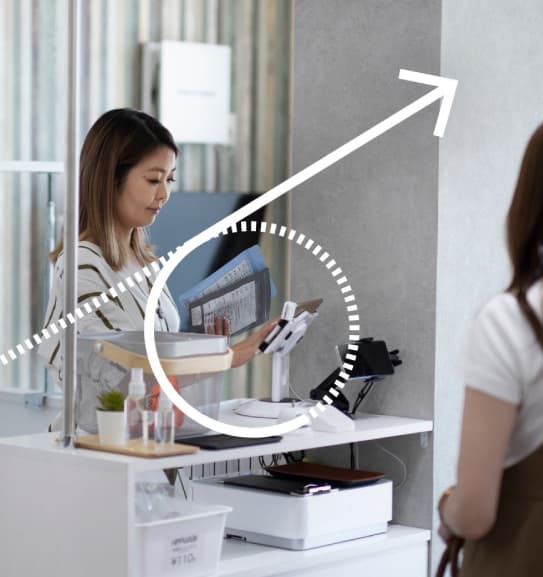 Woman returning products