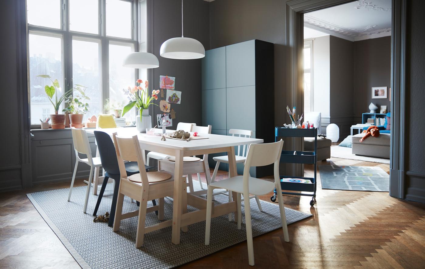 Working in the kitchen? Store your stuff in a cabinet such as IKEA BESTÅ grey/turquoise storage combination with six doors!