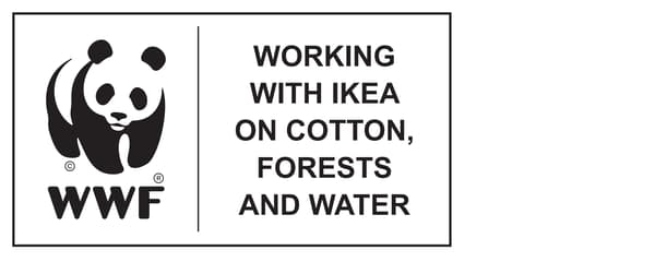World Wildlife Fund, working with IKEA on cotton, forests and water, logo.