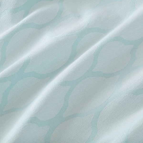 Light blue, textured fabric with subtle patterns. High-quality, jacquard-woven cotton, soft to touch.