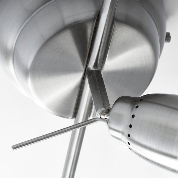 Stylish nickel ceiling light with adjustable spots and durable metal construction.