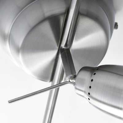 Stylish nickel ceiling light with adjustable spots and durable metal construction.