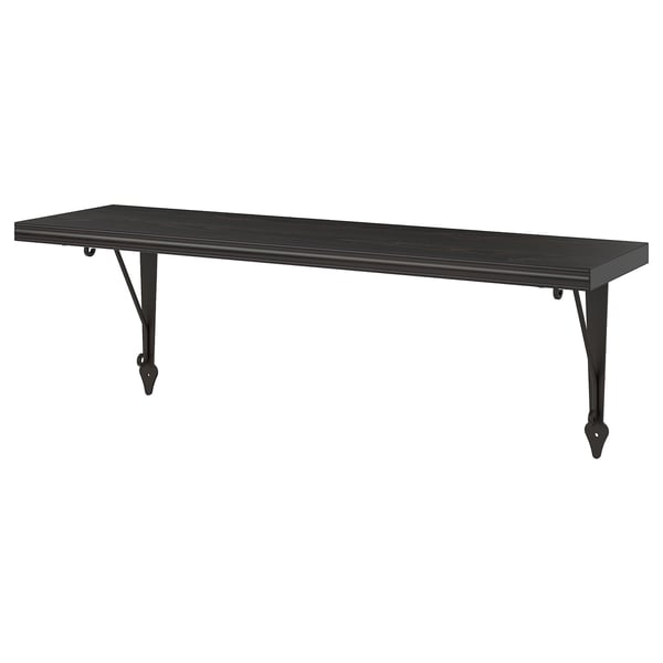 Black BERGSHULT wall shelf with angled brackets.
