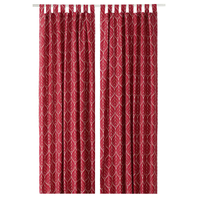 BRITTKARIN red patterned curtains, cotton.