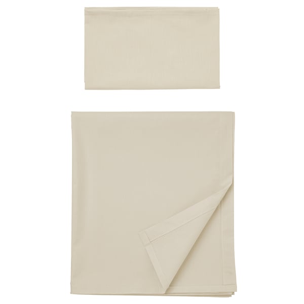 DVALA Flat sheet and pillowcase, beige, 150x260/50x80 cm