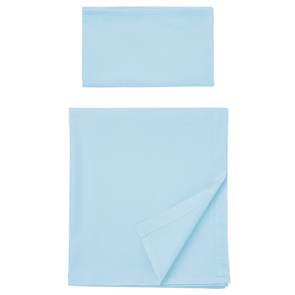 DVALA Flat sheet and pillowcase, light blue, 150x260/50x80 cm