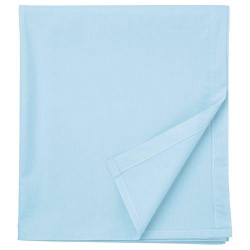A light blue DVALA flat sheet, rectangular, folded neatly with visible stitching edges, made of 100% cotton.