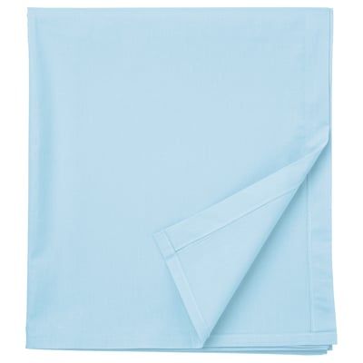 A light blue DVALA flat sheet, rectangular, folded neatly with visible stitching edges, made of 100% cotton.