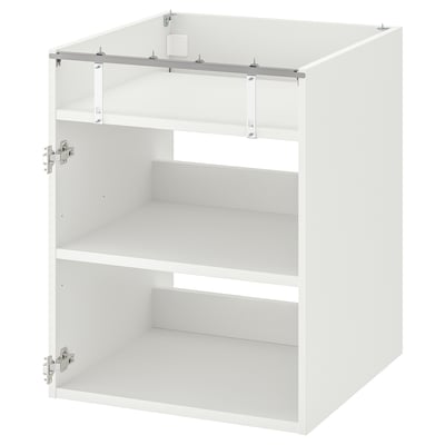 White ENHET kitchen cabinet, 3 open shelves, metal fittings.