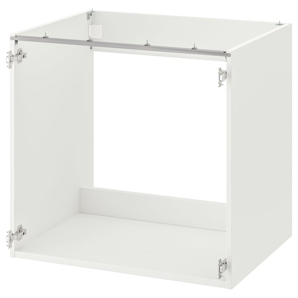 White ENHET kitchen cabinet with sink and tap, modern design.