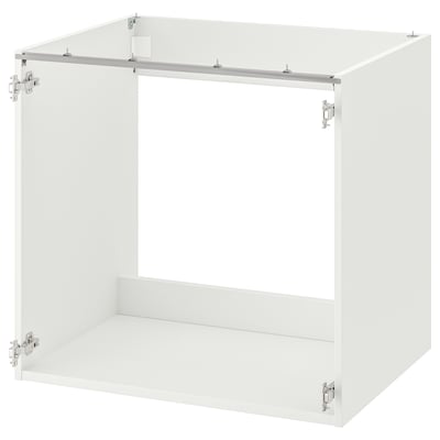 White ENHET kitchen cabinet with sink and tap, modern design.