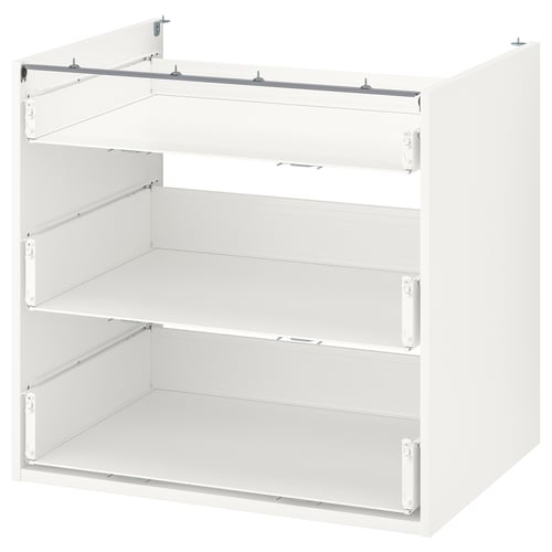 White ENHET kitchen cabinet, 3 shelves, modern design.