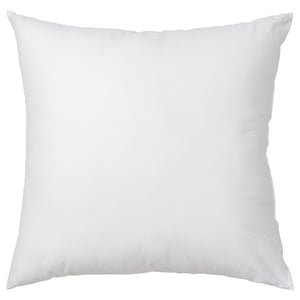 FIALISA white pillow: soft, supportive, 100% cotton cover, polyester fill, square shape, plain design.