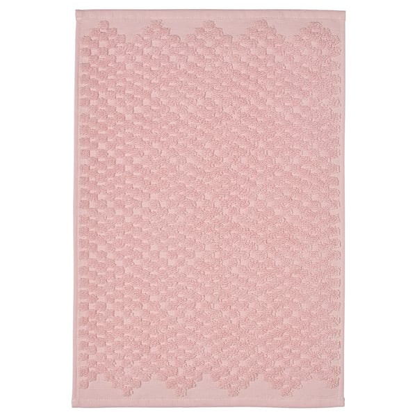 FJÄLLKATTFOT light pink bath mat, soft cotton, rectangular, jacquard texture.