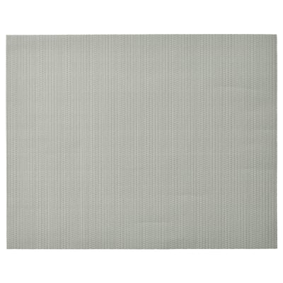 FLYGFISK grey plastic place mats, rectangular grid pattern.