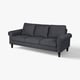 Gammalyn sofa: dark grey, curved arms, rolled edges, upholstered in fabric, modern classic design.