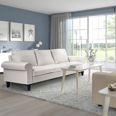White GAMMALBYN sofa in modern living room, fitting 3, bright natural light.