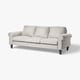 Light grey GAMMALBYN sofa, rolled arm design, soft cushions, sturdy wooden legs.