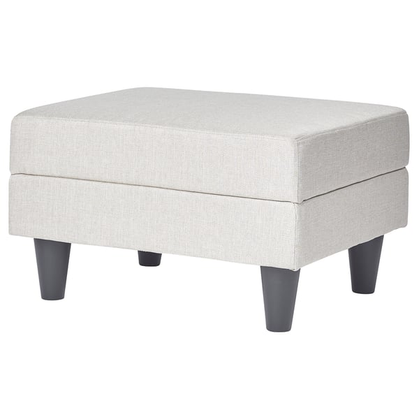 Gammalyn footstool, light grey, square, upholstered fabric.