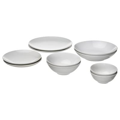 GODMIDDAG white dinnerware set, includes plates and bowls, classic design.