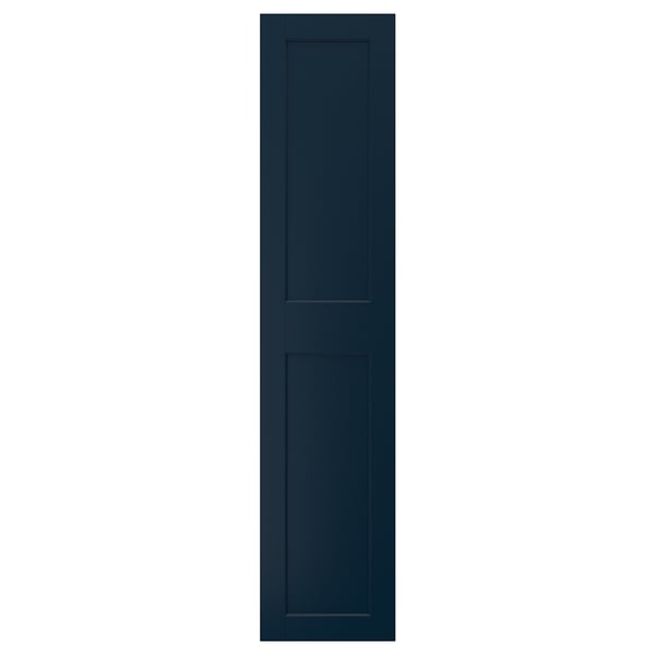 Dark blue GRIMO cabinet door with wide panel design.