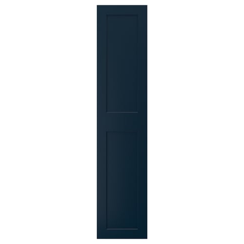 Dark blue GRIMO cabinet door with wide panel design.