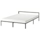 A GRIMSBU bed in white with a sturdy, minimalist design. Its low profile is ideal for small spaces and has a powder-coated steel frame.
