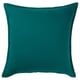 A GURLI cushion in teal colour. It is square-shaped with clean lines and made from 100% cotton.