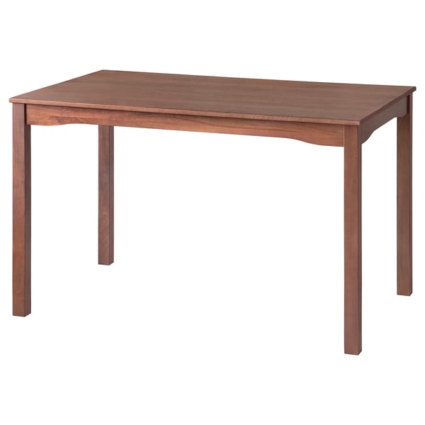 Solid wood rectangular dining table, rectangular in solid brown mango wood, with a smooth finish.