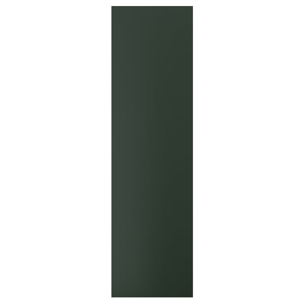 A HAVSTORP kitchen cabinet front in deep green, rectangular in shape with a smooth surface.