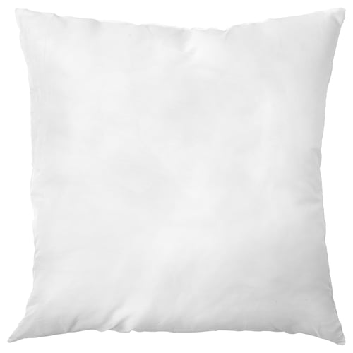 White KAMMARFRU cushion, square, plush, recycled polyester.