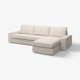 KIVIK beige sectional sofa, modern minimalist design, light beige fabric, cosy cushions.